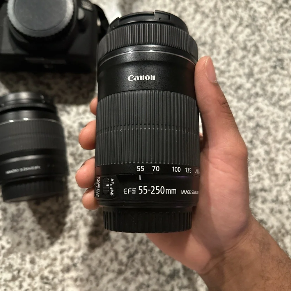 Canon Rebel T 7 with 3 different lenses